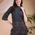 Navy-blue rayon floral print ethnic kurta palazzo set