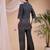 Navy-blue rayon floral print ethnic kurta palazzo set