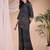 Navy-blue rayon floral print ethnic kurta palazzo set