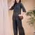 Navy-blue rayon floral print ethnic kurta palazzo set