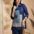 Blue linen geometric print ethnic kurta palazzo set
