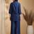 Blue linen geometric print ethnic kurta palazzo set