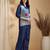 Blue linen geometric print ethnic kurta palazzo set