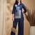 Blue linen geometric print ethnic kurta palazzo set