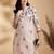 Beige linen floral print ethnic kurta palazzo set