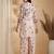 Beige linen floral print ethnic kurta palazzo set