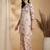 Beige linen floral print ethnic kurta palazzo set