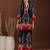 Navy-blue rayon geometric print ethnic kurta palazzo set