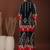 Navy-blue rayon geometric print ethnic kurta palazzo set