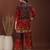 Red rayon floral print ethnic kurta palazzo set