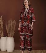 Multicolor rayon floral print ethnic kurta palazzo set