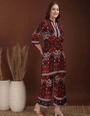 Multicolor rayon floral print ethnic kurta palazzo set 4