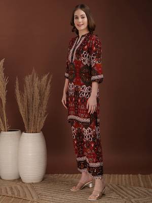 Multicolor rayon floral print ethnic kurta palazzo set 5