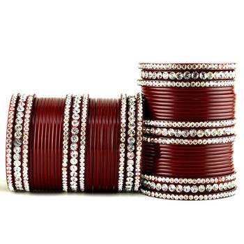 acrylic plastic suhag panjubi chura maroon colour  size-2.4,2.6,2.8,2.10 2