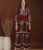 Multicolor rayon floral print ethnic kurta palazzo set