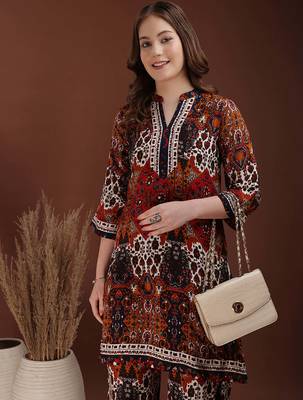 Multicolor rayon floral print ethnic kurta palazzo set 3