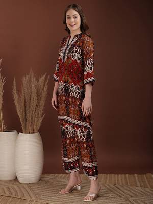 Multicolor rayon floral print ethnic kurta palazzo set 5