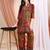 Red rayon floral print ethnic kurta palazzo set