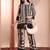 Black crepe floral print ethnic kurta palazzo set