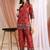 Pink silk geometric print ethnic kurta palazzo set