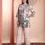 Beige rayon floral print ethnic kurta palazzo set