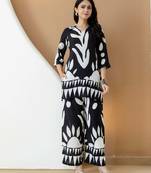 Black rayon geometric print ethnic kurta palazzo set