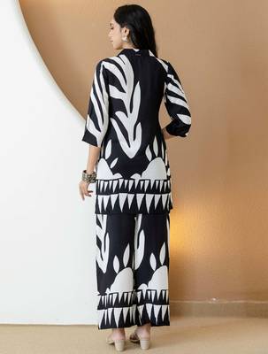 Black rayon geometric print ethnic kurta palazzo set 3
