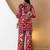 Pink rayon geometric print ethnic kurta palazzo set