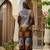 Grey silk floral print ethnic kurta palazzo set