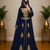 Navy Blue Gold Embroidered Moroccan Kaftan Dress