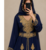 Navy Blue Gold Embroidered Moroccan Kaftan Dress