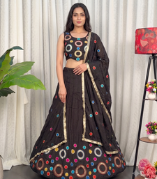 Navratri Special Chocolate  Mirror Work Chaniya Choli