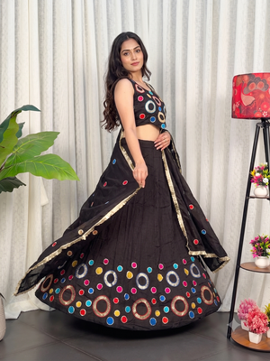 Navratri Special Chocolate  Mirror Work Chaniya Choli 2