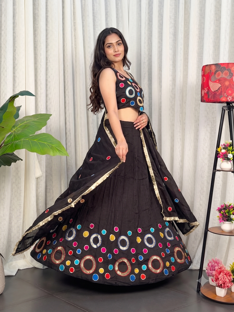 Navratri Special Chocolate  Mirror Work Chaniya Choli