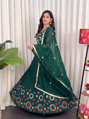 Navratri Special Green Mirror Work Chaniya Choli 3