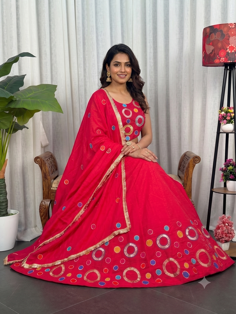 Navratri Special Rani Pink  Mirror Work Chaniya Choli