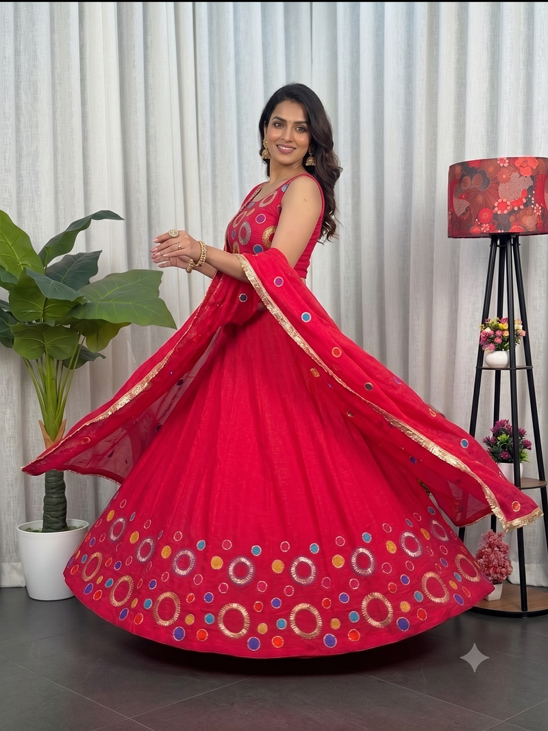 Navratri Special Rani Pink  Mirror Work Chaniya Choli