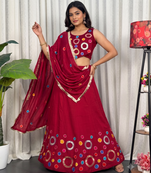 Navratri Special Red Mirror Work Chaniya Choli