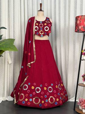 Navratri Special Red Mirror Work Chaniya Choli 4