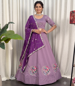 Designer Lavender Cotton Silk Chaniya Choli for Navratri & Festive Wear
