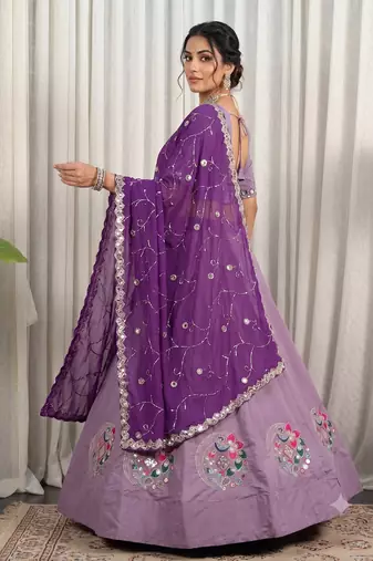 Designer Lavender Cotton Silk Chaniya Choli for Navratri & Festive Wear