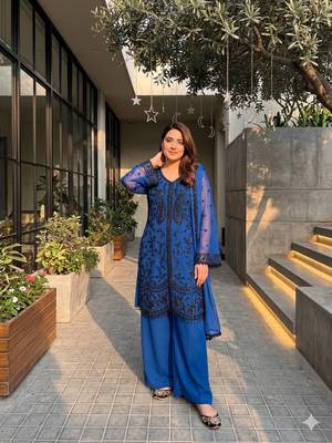 Blue Color Sequance Work Georgette Salwar Suite 1