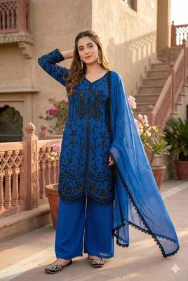 Blue Color Sequance Work Georgette Salwar Suite 2