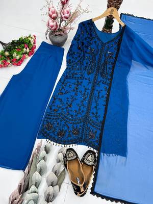Blue Color Sequance Work Georgette Salwar Suite 4