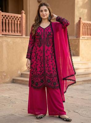 Pink Color Sequance Work Georgette Salwar Suite 2