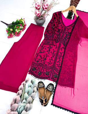 Pink Color Sequance Work Georgette Salwar Suite 3