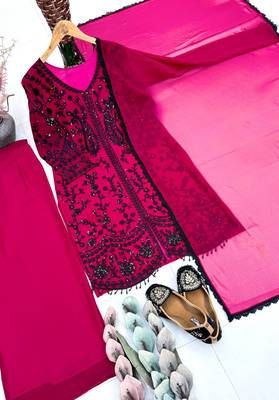 Pink Color Sequance Work Georgette Salwar Suite 4