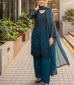 Teal Color Sequance Work Georgette Salwar Suite