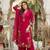 Red Color Embroidery And Thread Work  Silk Blend Salwar Suit