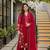 Red Color Embroidery And Thread Work  Silk Blend Salwar Suit
